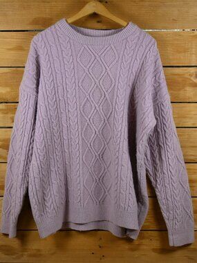 Aelfric Eden Cable Knit Oversize Crewneck Sweater in Pink - XL